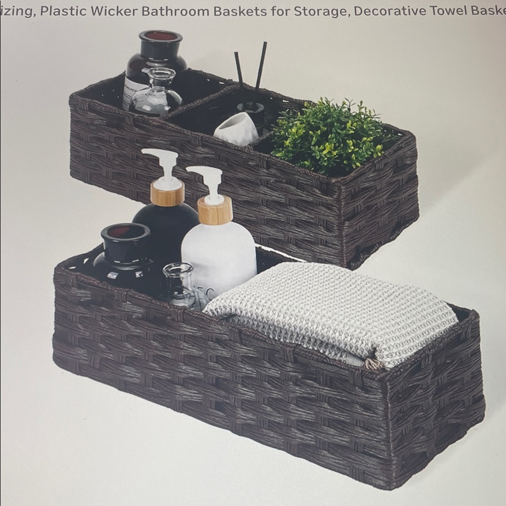 Plastic Wicker Bathroom Baskets for Storage